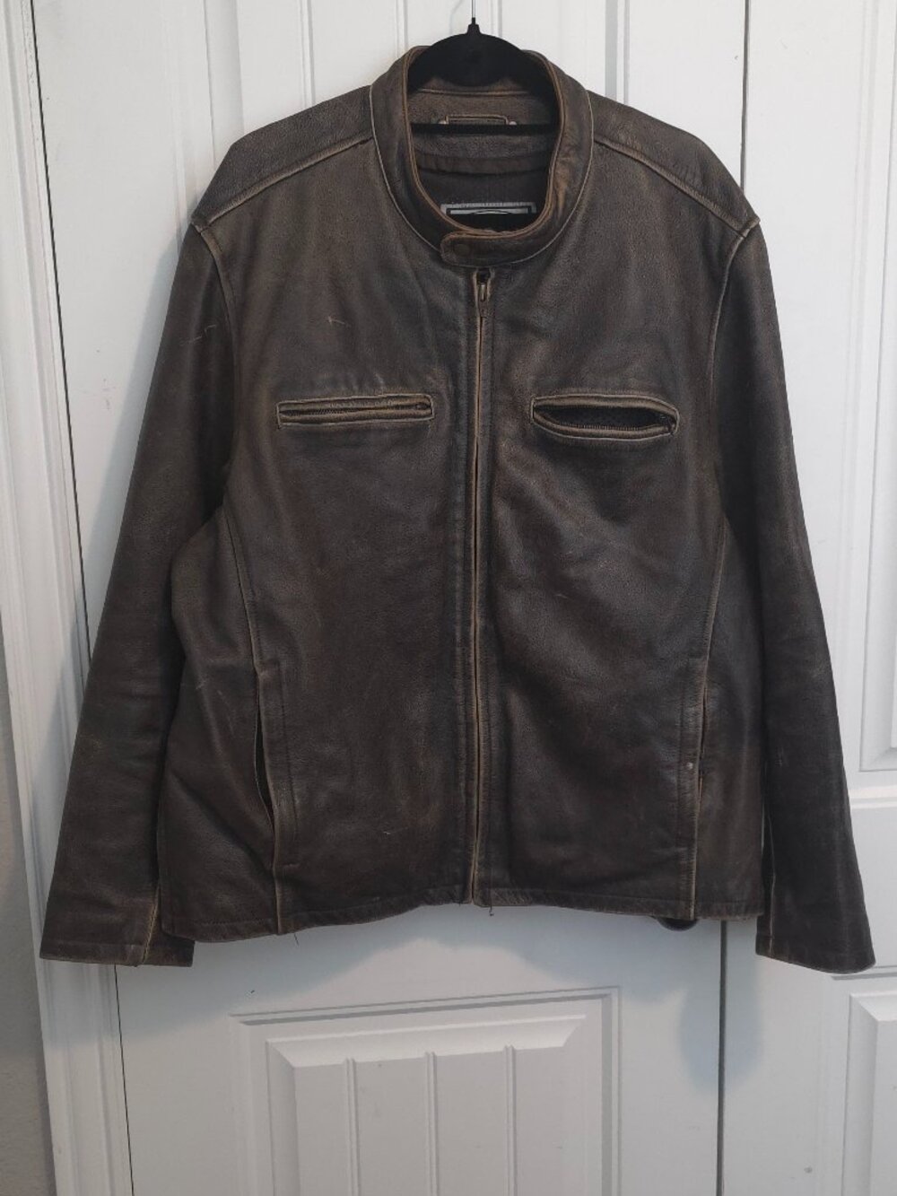 River Road Drifter Vintage Distressed Brown Leather Jacket - Men's Size 50